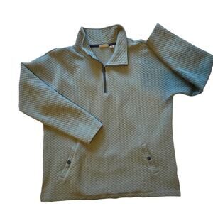 L.L. Bean Quilted Quarter-zip Pullover Mock-neck Green sz XL Snap Close Pocket